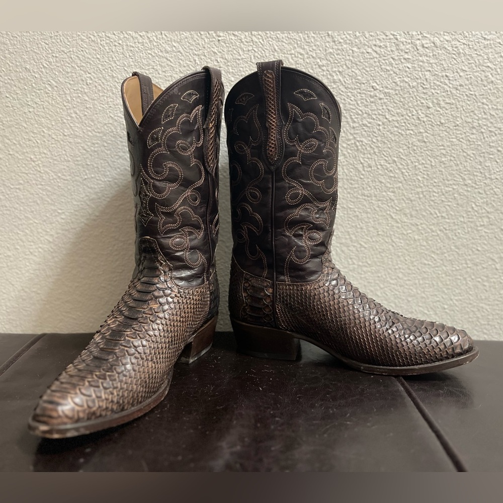 Rujo The Zeke Exotic Python Cowboy Boots Bronze